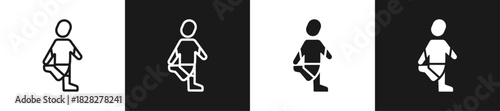 Quad Stretch Line And Solid Version Icon Set With Black And White Background