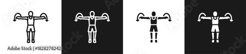 Arm Circles Line And Solid Version Icon Set With Black And White Background