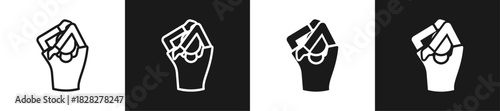 Shoulder Stretch Line And Solid Version Icon Set With Black And White Background