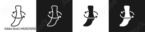 Ankle Rotations Line And Solid Version Icon Set With Black And White Background