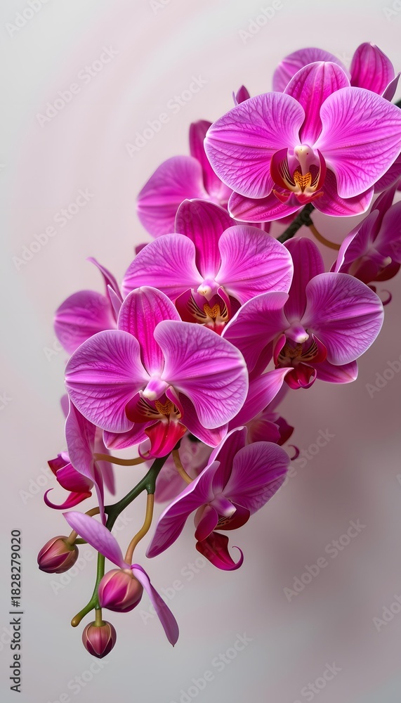 Naklejka premium Vibrant Close-Up of Pink Orchid Blooms on a Soft Background, Highlighting the Delicate Petals and Rich Colors for a Stunning Floral Display