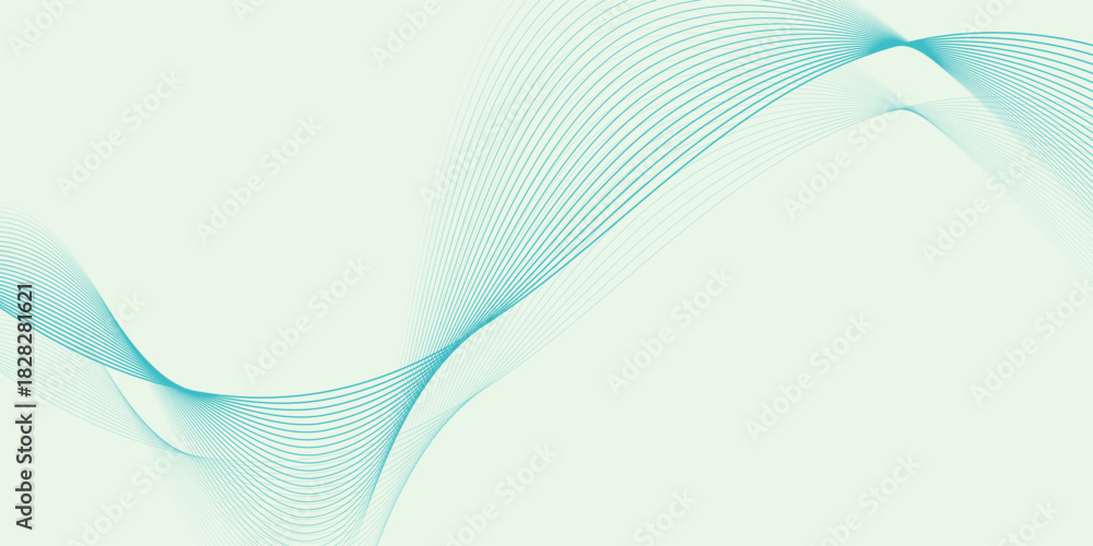 Fototapeta premium Asbtract soft blue wave lines with mint green background. Flowing lines shiny. Moder vector illustration. eps 10.