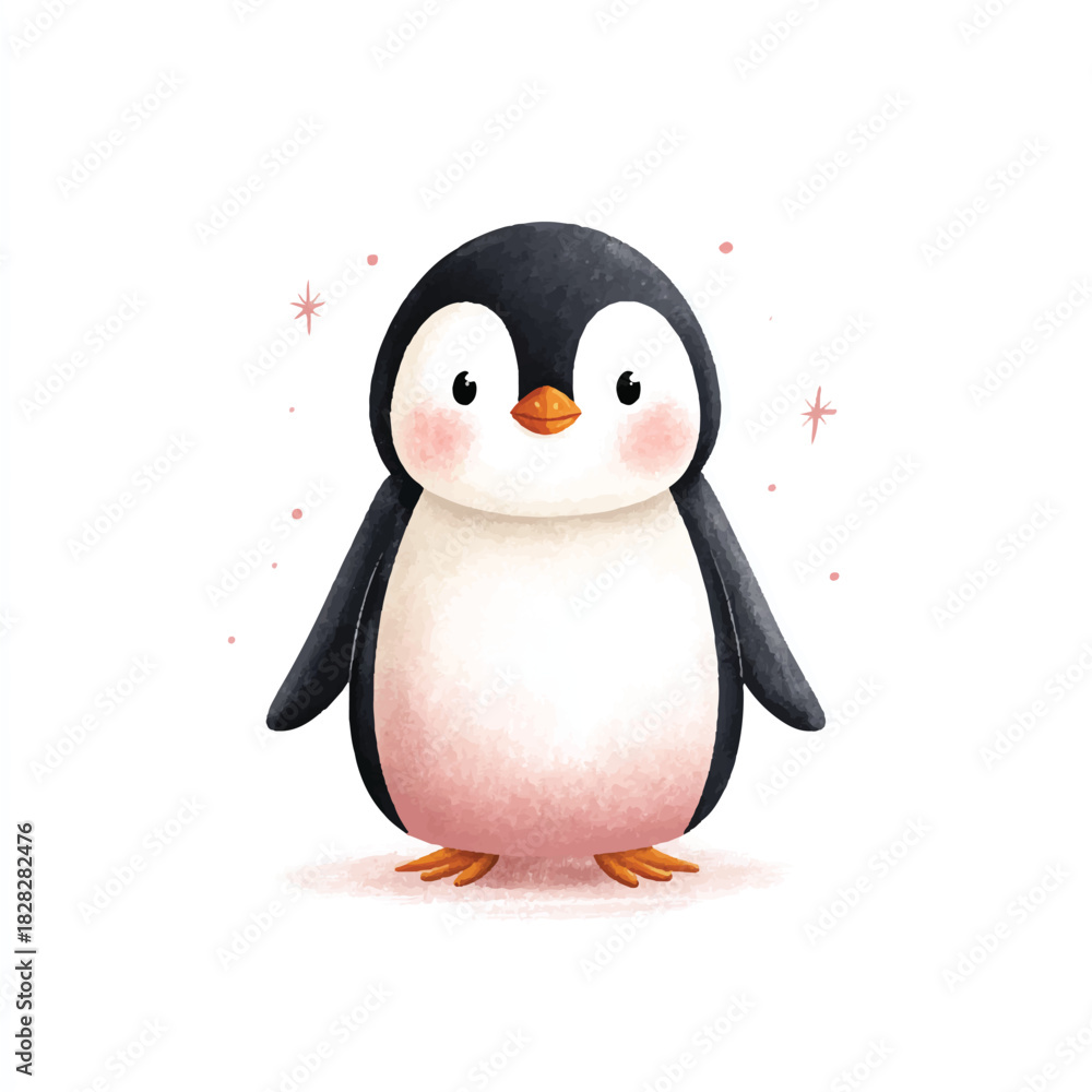 Fototapeta premium Cute Watercolor Penguin Illustration for Children's Designs