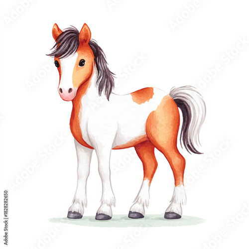 Cute Watercolor Horse Illustration for Children's Designs