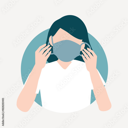 Wearing face mask, healthcare illustration collage element vector