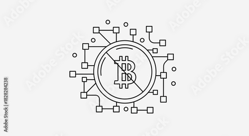 Minimalist depiction of Bitcoin technology and digital network connections concept