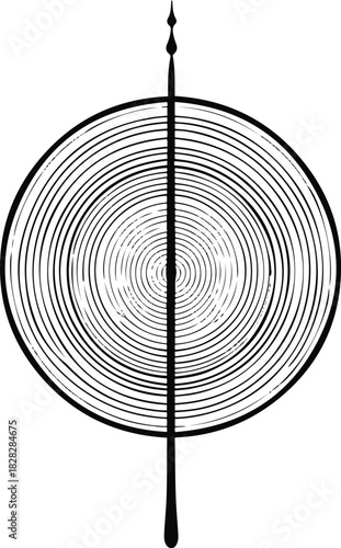 Minimal top view of a Mathar Tupi illustrated using concentric line patterns, representing unity and simplicity