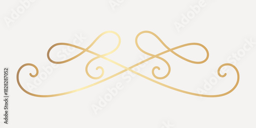 Elegant gold decorative flourish design, hand drawn vector