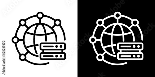 Network Icon Of Flat Black And White Style 