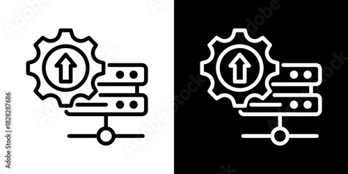 Server Optimization Icon Of Flat Black And White Style 