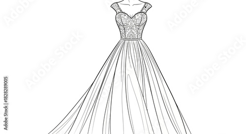 Elegant wedding gown sketch presenting a vision of bridal couture and timeless style