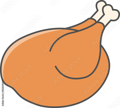 Vector illustration of a baked chicken