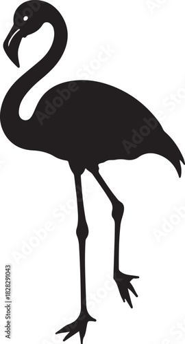 Black silhouette of a flamingo standing on one leg