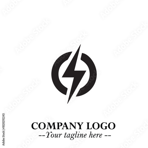 Sleek Electrical Logo Symbol on a Clean White Background for Modern Branding Design Elements Art