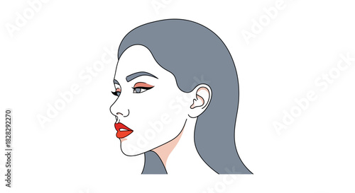 Portrait of a woman with a strong profile and makeup emphasizing elegant features