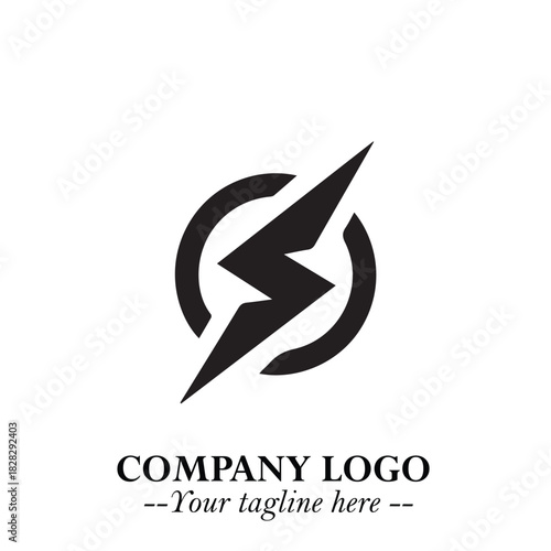 Sleek Electrical Logo Symbol on a Clean White Background for Modern Branding Design Elements Art