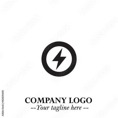 Sleek Electrical Logo Symbol on a Clean White Background for Modern Branding Design Elements Art