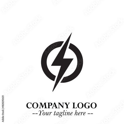 Sleek Electrical Logo Symbol on a Clean White Background for Modern Branding Design Elements Art