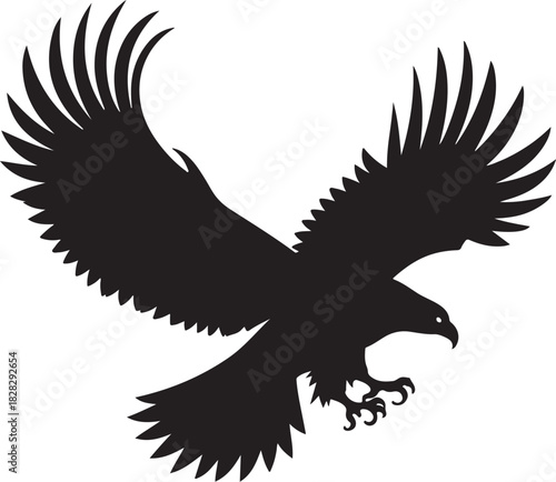 Black silhouette of an eagle in flight with wings spread