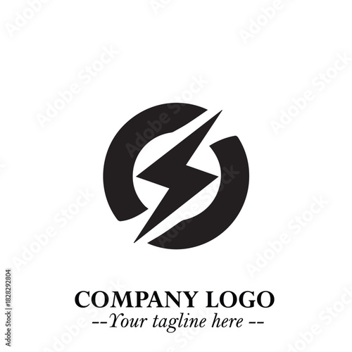 Sleek Electrical Logo Symbol on a Clean White Background for Modern Branding Design Elements Art