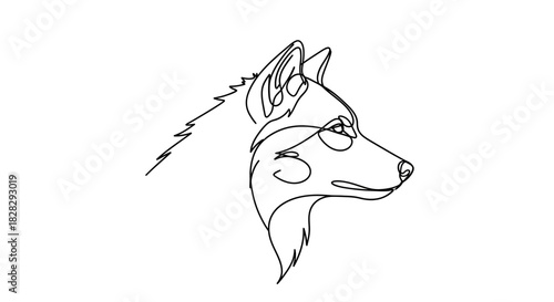Elegant line drawing of a wolf's head showcasing minimalist artistry and modern design