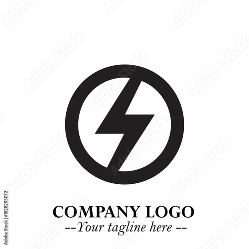Sleek Electrical Logo Symbol on a Clean White Background for Modern Branding Design Elements Art