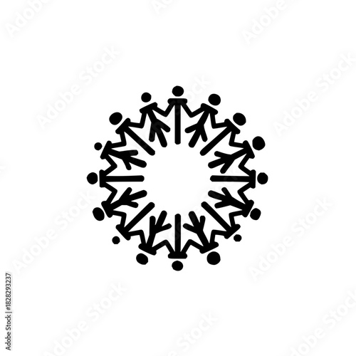 Symbolic representation of unity and collaboration forming a circle of interconnectedness and support