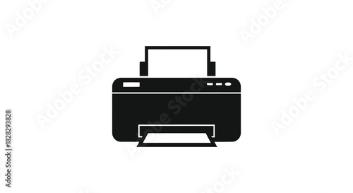 Printer machine vector illustration for office use in black silhouette