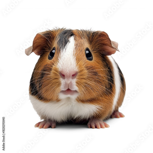 Guinea pig grooming A guinea pig licks its fur or scratches itself with a hind leg. full length isolate on transparent background