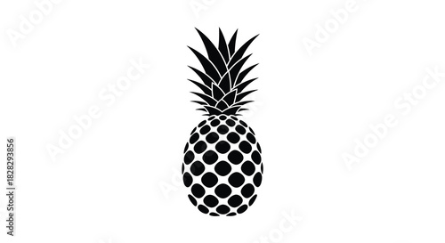 Elegant pineapple illustration in black and white silhouette style silhouette