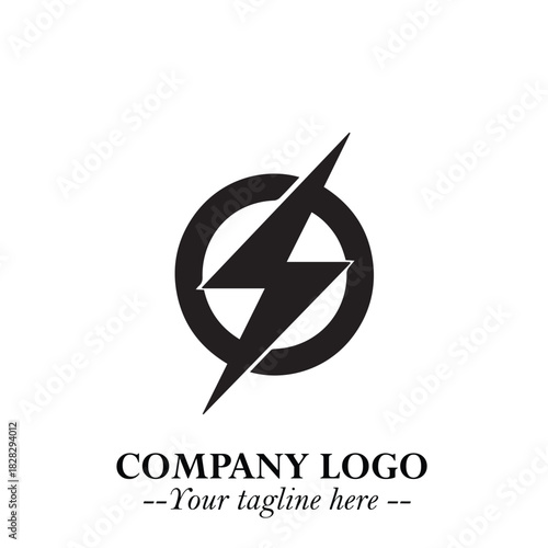Sleek Electrical Logo Symbol on a Clean White Background for Modern Branding Design Elements Art