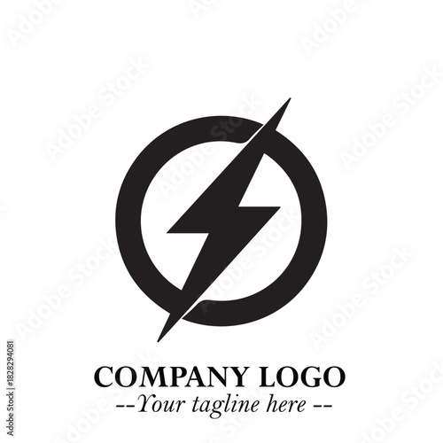 Sleek Electrical Logo Symbol on a Clean White Background for Modern Branding Design Elements Art