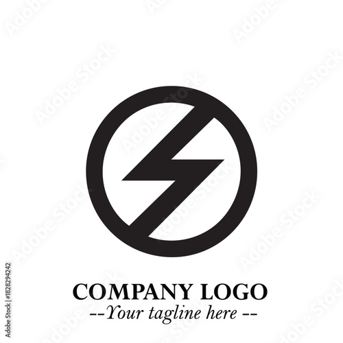 Sleek Electrical Logo Symbol on a Clean White Background for Modern Branding Design Elements Art