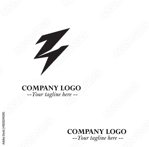 Sleek Electrical Logo Symbol on a Clean White Background for Modern Branding Design Elements Art