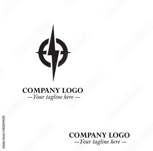 Sleek Electrical Logo Symbol on a Clean White Background for Modern Branding Design Elements Art