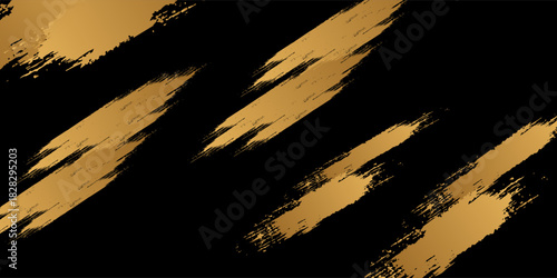 Abstract gold grunge brush texture on dark background with halftone effect. Brushstroke design for banner, poster, sports or wallpaper.