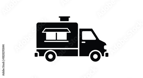 Food truck delivery vehicle icon graphic black silhouette