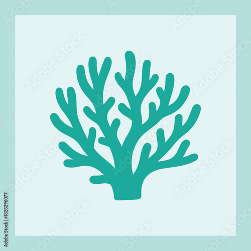 Teal coral illustration with branching arms.