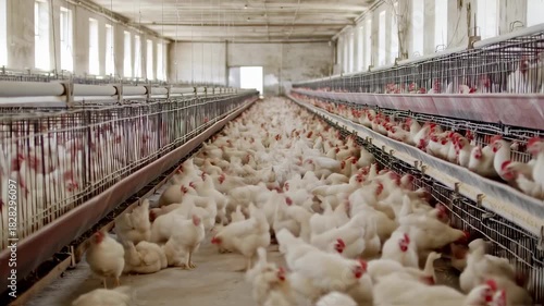 Captivating view of a densely populated poultry farm showcasing the scale of modern egg production