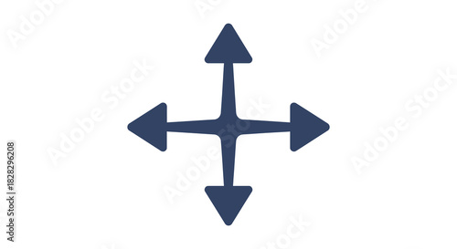 Hand drawn arrow cross symbol pointing in four directions silhouette