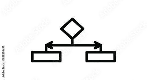 Flowchart with diamond and rectangles showing decision making process silhouette