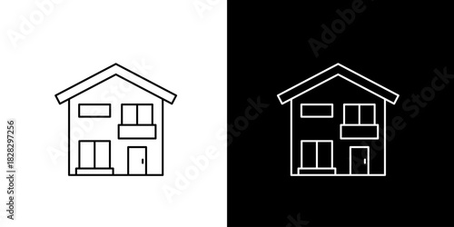 Simple House Icon Variations Black and White Outlines for Web and Graphic Design Elements