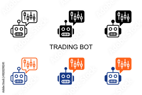 Trading Bot Icon Multi Style Vector Illustration