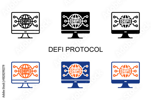 Defi Protocol Icon Multi Style Vector Illustration