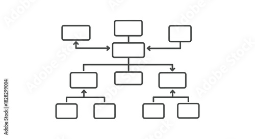 Simple organizational chart diagram with boxes and arrows silhouette