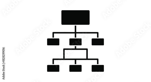 Hierarchical structure diagram in silhouette style for organization chart silhouette