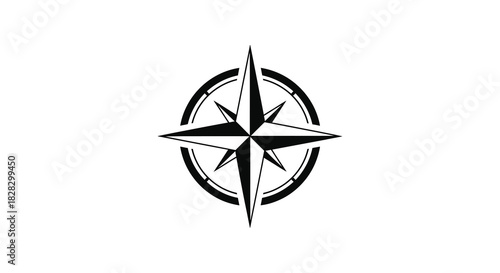 Nautical compass rose icon vector graphic navigation symbol silhouette