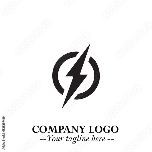Sleek Electrical Logo Symbol on a Clean White Background for Modern Branding Design Elements Art