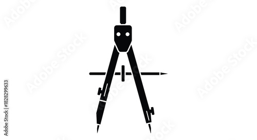 Drafting compass tool illustration for geometry and design projects silhouette