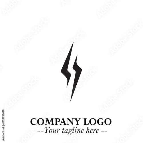 Sleek Electrical Logo Symbol on a Clean White Background for Modern Branding Design Elements Art